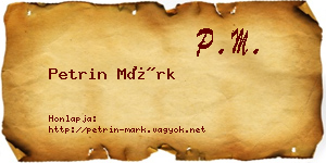 Petrin Márk névjegykártya